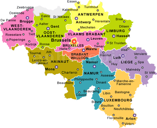 mapa Bélgica