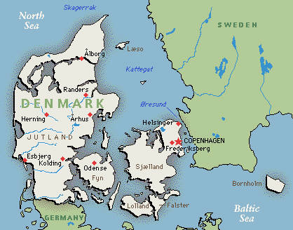 Mapa Dinamarca