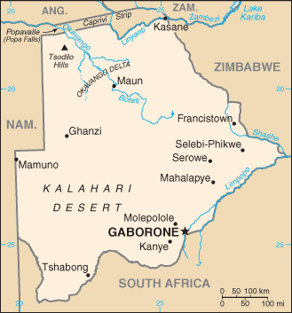mapa Botsuana
