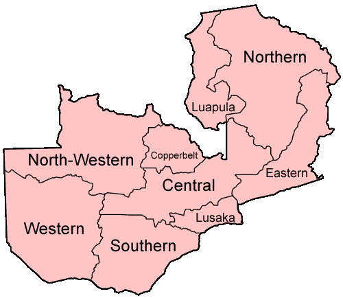 mapa Zambia